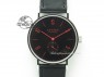 Tangente SS Black Dial Red Number Markers On Black Leather Strap A2813