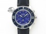 Fifty Fathoms Chronograph SS Blue Dial On Black Leather Strap A7750