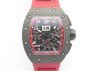 RM011 NTPT Carbon Chrono KVF 1:1 Best Edition Crystal Skeleton Dial Red Inner Bezel On Red Rubber Strap A7750