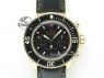 Fifty Fathoms Chronograph Monaco RG Black Dial On Black Leather Strap A7750