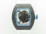 RM055 Carbon Case KVF Best Edition Skeleton Dial Blue Crown On White Rubber Strap MIYOTA8215