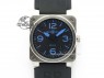 BR 03-92 SS Black Dial Blue Numbers 42MM On Black Rubber Strap MIYOTA 9015