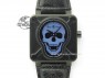 BR 01-92 Airborne Skull PVD Blue Dial On Black Leather Strap MIYOTA 9015 (Free Rubber Strap)