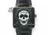 BR 01-92 Airborne Skull PVD Grey Dial On Black Leather Strap MIYOTA 9015 (Free Rubber Strap)