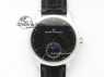 GP Moonphase SS Black Dial On Black Leather Strap On Cal.GP033MO