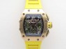 RM011 RG Chronograph RG Case KVF 1:1 Best Edition Crystal Skeleton Dial On Yellow Rubber Strap A7750