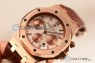 Royal Oak Chrono Rose Gold Case White Dial 7750 Automatic Brown Leather