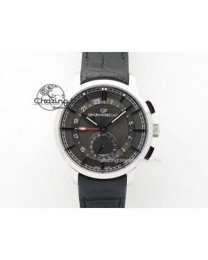1966 Dual Time SS TF 1:1 Best Edition Gray Dial On Black Leather Strap A3300