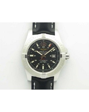 Clot Chronometer SS UBF 1:1 Best Edition Black Sticks Marker Dial on Black Leather Strap A2824