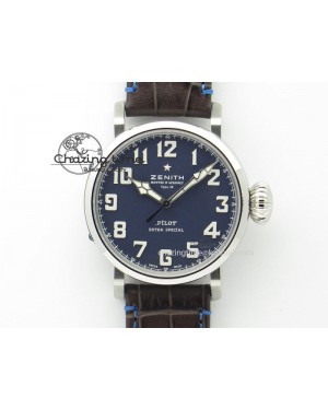 Pilot Type 20 Extra Special V6F 1:1 Best Edition SS 45mm Blue Dial On Brown Leather Strap A2824