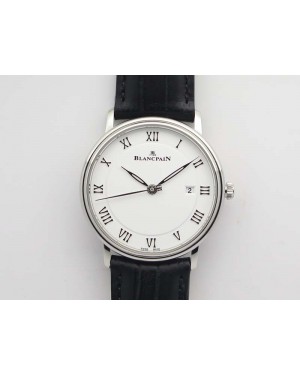 Villeret 6651 SS ZF 1:1 Best Edition White Dial On Black Leather Strap A1151