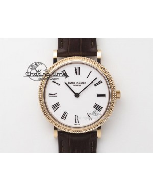 Calatrava Automatic RG SF Best Edition White Dial On Brown Leather Strap A240(Micro-Rotor)