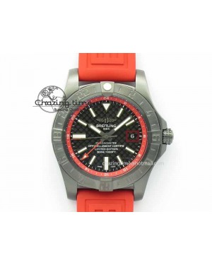 Avenger GMT DLC GF Best Edition Black Forged Carbon Dial On Red Rubber Strap A2836