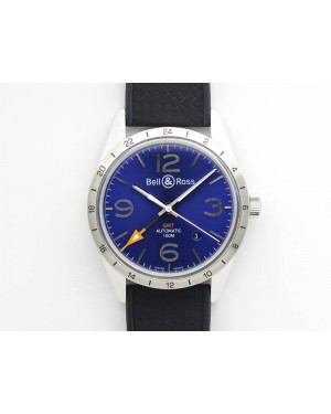 BR 123 GMT 24H SS Blue Dial On Black Rubber Strap A2836