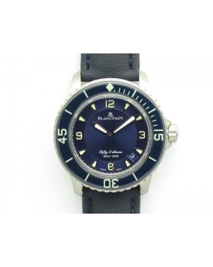 Fifty Fathoms Titanium Blue ZF 1:1 Best Edition Blue Dial On Canvas Strap A2836 (Free Tool )