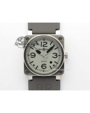 BR 03-92 SS 42MM Gray Dial On Gray Rubber Strap MIYOTA 9015