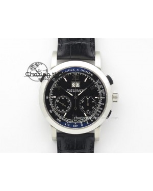 Datograph Flyback SS Black Dial On Black Leather Strap
