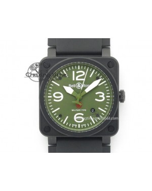 BR 03-92 42mm Military Type 1:1 Best Edition On Black Rubber Strap Miyota 9015
