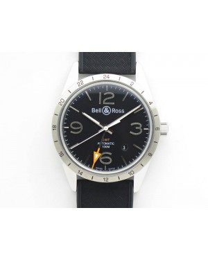 BR 123 GMT 24H SS Black Dial On Black Rubber Strap A2836