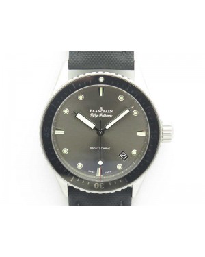 Fifty Fathoms Bathyscaphe 43mm SS ZF 1:1 Best Edition Gray Dial On Sail-Canvas Strap A1315
