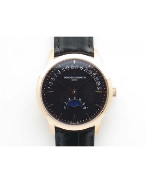 Patrimony Retrograde Date MoonPhase RG GS Best Edition Black Dial On Leather Strap A2460