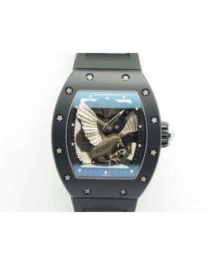 RM023 Ceramic Case KVF Best Edition Eagle Skeleton Dial SS Crown On Rubber Strap MIYOTA8215