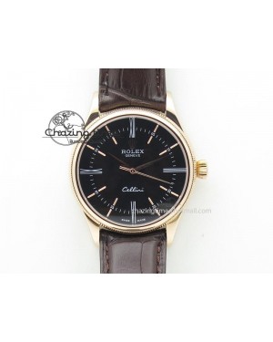 Cellini 50505 RG Black Dial on Brown Leather Strap A2824 BP Maker