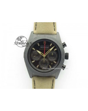 Black Shield Ceramic ZF 1:1 Best Edition Black Dial On Brown Leather Strap A7753
