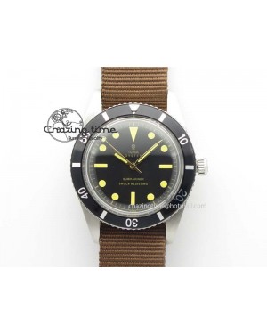 Vintage Oyster Submariner No Date SS Black Dial On Nylon Strap A2836