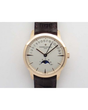 Patrimony Retrograde Date MoonPhase RG GS Best Edition White Dial On Leather Strap A2460