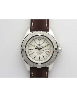 Colt Automatic 41mm SS White Textured Dial On Brown Leather Strap A2824