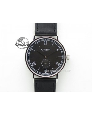 Ludwig 38 Roman Black Dial On Black Leather Strap A2813