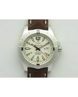 Clot Chronometer SS UBF 1:1 Best Edition White Sticks Marker Dial on Brown Leather strap A2824