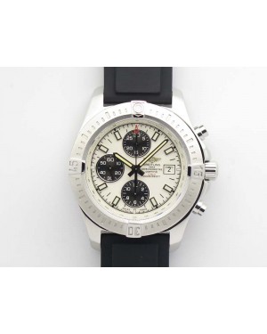 Challenger Chronograph SS White Dial On Rubber Strap A7750 (Free Rubber Strap)