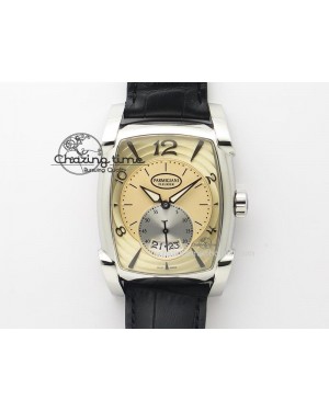 Kalpa Grande SS Gold Textured Dial On Black Leather Strap A331