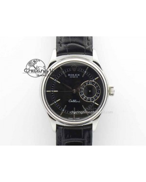 Cellini Date VF Best Edition SS Black Dial Stick Markers On Black Leather Strap A3165