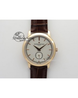 VC Sec@6 RG UT Best Edition White Dial Stick Markers On Brown Leather Strap