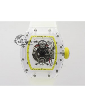 RM056 RMF Yellow Inner Bezel Skeleton Dial On Transparent Rubber Strap MIYOTA9015