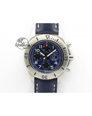SuperOcean SteelFish SS Blue Dial On Blue Leather Strap A7750