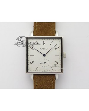 Tetra SS White Dial On Brown Leather Strap A2813