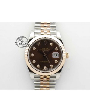 DateJust 41mm 126303 Noob 1:1 Best Edition RG Wrapped Brown Diam Dial Fluted Bezel On Jubilee Bracelet A3235