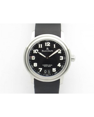 LEMAN 2850B SS 1:1 Best Edition Black Dial Numeral Markers On Black Rubber Strap Cal.6950
