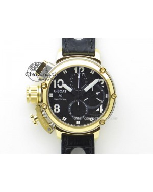 U-51 Chimera Watch Limited Edition SS/YG Black Dial on Black Leather Strap A7750
