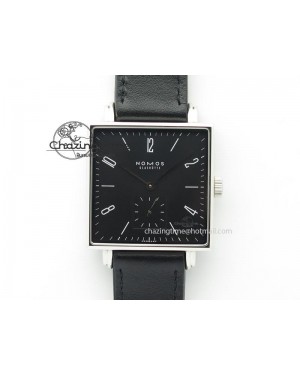 Tetra SS Black Dial On Black Leather Strap A2813