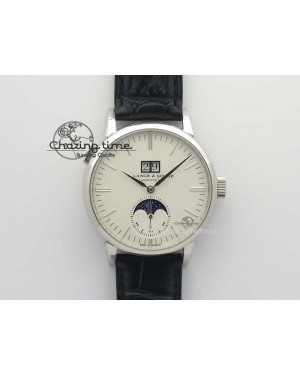 Saxonia 384.026 Moon Phase SS GF Maker Best Edition White Dial On Black Leather Strap AL0865
