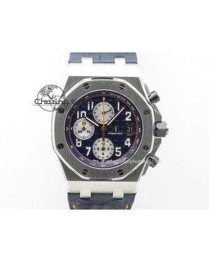 Royal Oak Offshore 2014 “Navy” JF Best Edition Blue Theme On Blue Leather Strap A3126  (Free Rubber Strap )