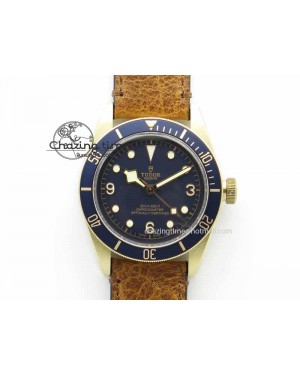 Heritage Black Bay Bronze Blue XF 1:1 Best Edition On Aged Brown Leather Strap A2824 (Free Nato Strap)