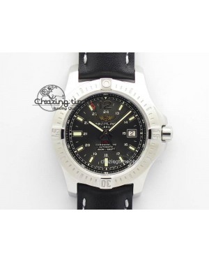 Clot Chronometer SS GF 1:1 Best Edition Black Sticks Marker Dial On Black Leather Strap A2824