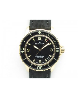 Fifty Fathoms RG Black ZF 1:1 Best Edition Black Dial On Sail-Canvas Strap A2836 (Free Extra Strap)