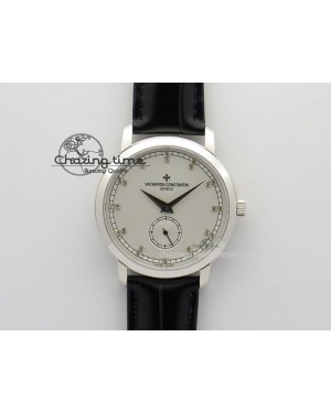 VC Sec@6 SS UT Best Edition White Dial Diamond Markers On Black Leather Strap